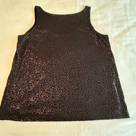 Talbots Black Sequin Tank Top Sleeveless Sparkly Party Cocktail Plus Size 2X P - Picture 11 of 15